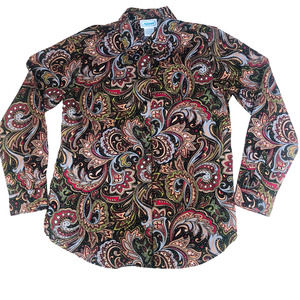 National Paisley Button Down Shirt Bold Print 100% Cotton Size: Medium